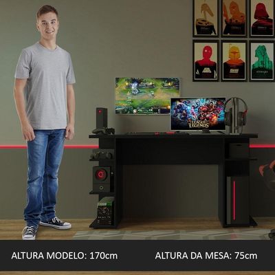 Mesa Para Computador Escrivaninha Gamer 9409 Madesa Preto