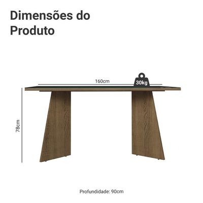 Mesa De Jantar Retangular Tampo De Vidro 5389 Rustic-preto Madesa