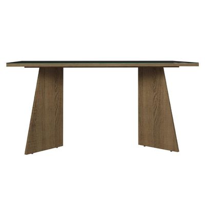 Mesa De Jantar Retangular Tampo De Vidro 5389 Rustic-preto Madesa