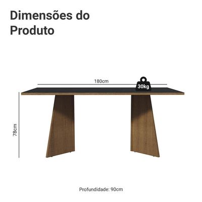 Mesa Para Escritório Diretor Presidente 180cm Rustic-preto 5388 Madesa