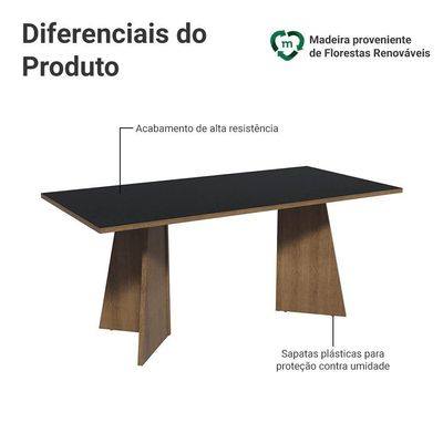 Mesa Para Escritório Diretor Presidente 180cm Rustic-preto 5388 Madesa