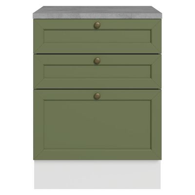 Balcão De Cozinha 60 Cm 3 Gavetas Branco/verde Vik Madesa Branco/verde