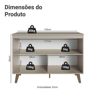 Balcão De Cozinha 120 Cm 2 Portas Com Pés Nice Madesa Crema