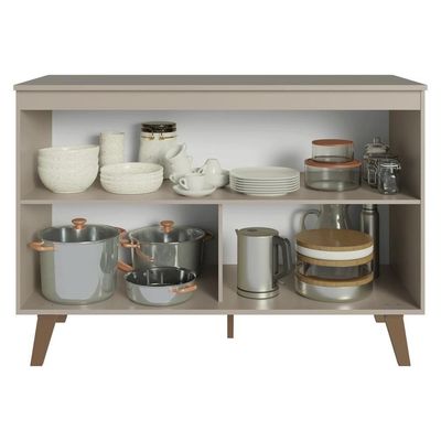 Balcão De Cozinha 120 Cm 2 Portas Com Pés Nice Madesa Crema