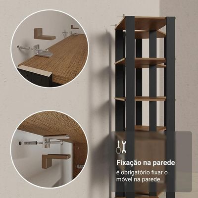 Estante Armário Multiuso Para Escritório 118cm 10 Prateleiras Rustic/preto Madesa Preto/rustic