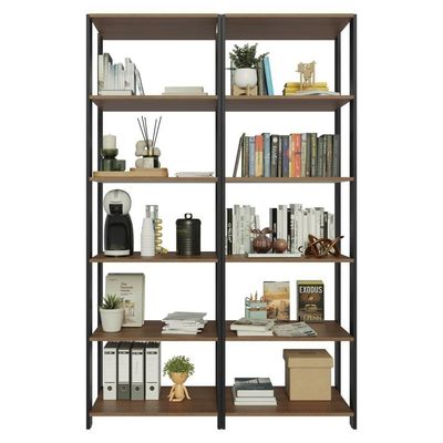 Estante Armário Multiuso Para Escritório 118cm 10 Prateleiras Rustic/preto Madesa Preto/rustic