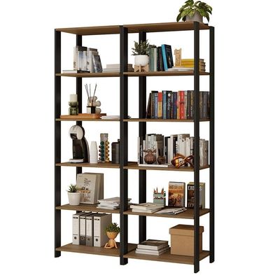 Estante Armário Multiuso Para Escritório 118cm 10 Prateleiras Rustic/preto Madesa Preto/rustic