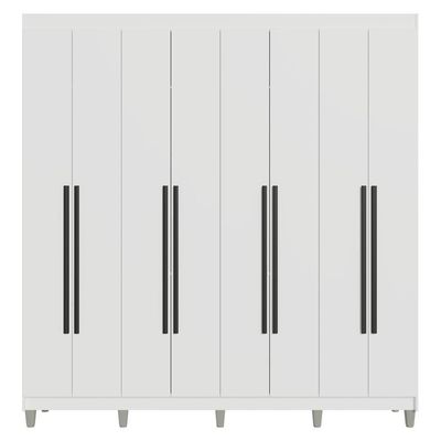 Guarda-roupa Casal Com Pés 8 Portas Batentes Branco-branco-preto Saturno Madesa