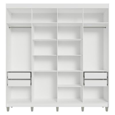 Guarda-roupa Casal Com Pés 8 Portas Batentes Branco-branco-preto Saturno Madesa
