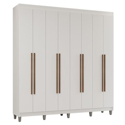 Guarda-roupa Casal Com Pés 8 Portas Batentes Branco-branco-rustic Venus Madesa