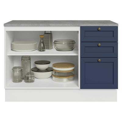 Balcão De Cozinha 120 Cm 2 Portas 3 Gavetas Branco/azul Vik Madesa Branco/azul
