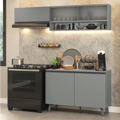Armário De Cozinha Compacta 200cm Nice Madesa 09 Cinza