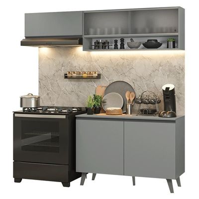 Armário De Cozinha Compacta 200cm Nice Madesa 09 Cinza