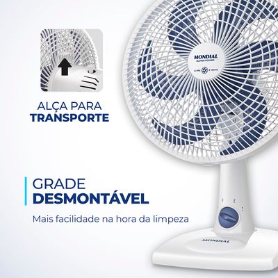 Ventilador de Mesa Mondial 6 Pás Super Power Branco VSP-30-W - 30cm 220V