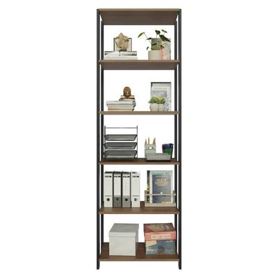 Estante Armário Multiuso Para Escritório 59cm 5 Prateleiras Rustic/preto Madesa Preto/rustic