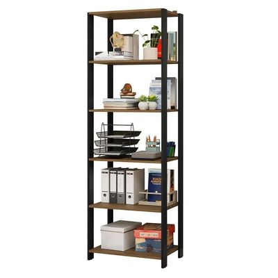 Estante Armário Multiuso Para Escritório 59cm 5 Prateleiras Rustic/preto Madesa Preto/rustic