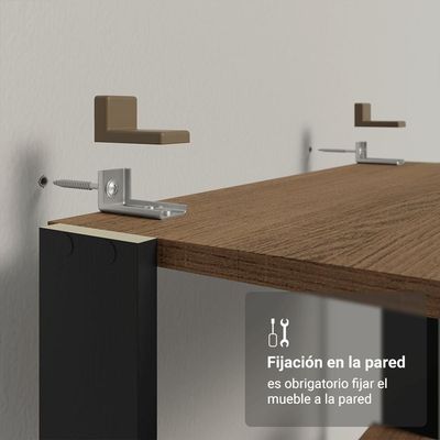 Estante Armário Multiuso Para Escritório 59cm 5 Prateleiras Rustic/preto Madesa Preto/rustic