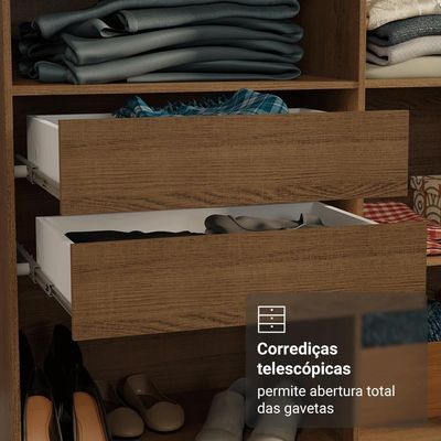Guarda-roupa Closet 4 Gavetas 216 Cm Venus Madesa Rustic