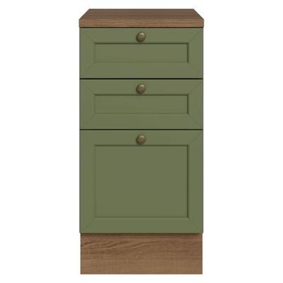 Balcão De Cozinha 40 Cm 3 Gavetas Rustic/verde Vik Madesa Rustic/verde