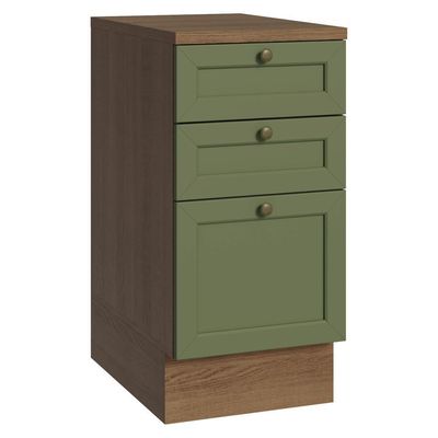 Balcão De Cozinha 40 Cm 3 Gavetas Rustic/verde Vik Madesa Rustic/verde