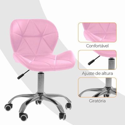 Kit 15 Cadeiras Office Eiffel Slim Oficial Giratória Rosa