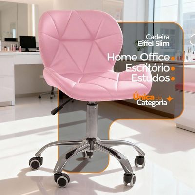 Kit 15 Cadeiras Office Eiffel Slim Oficial Giratória Rosa