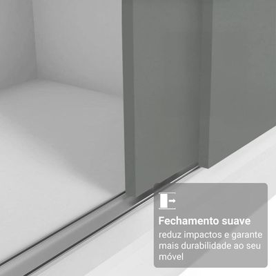 Guarda-roupa Casal Com Pés 3 Portas De Correr Com Espelhos Branco Cinza Reno Madesa
