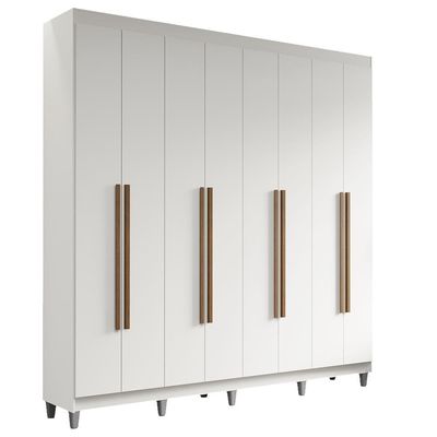 Guarda-roupa Casal Com Pés 8 Portas Batentes Branco-branco-rustic Saturno Madesa