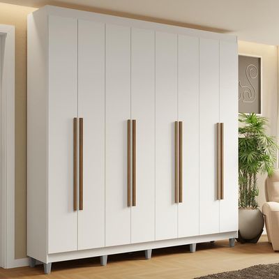 Guarda-roupa Casal Com Pés 8 Portas Batentes Branco-branco-rustic Saturno Madesa