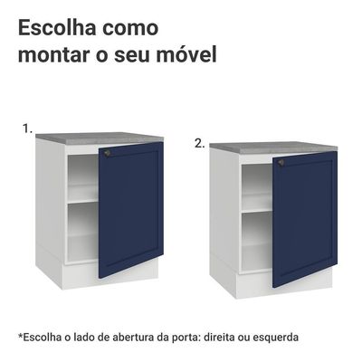Balcão De Cozinha 60 Cm 1 Porta Branco/azul Vik Madesa Branco/azul