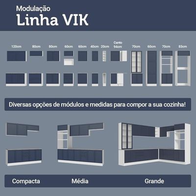 Balcão De Cozinha 60 Cm 1 Porta Branco/azul Vik Madesa Branco/azul