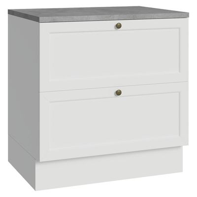 Balcão De Cozinha 80 Cm 2 Gavetas Branco Vik Madesa Branco