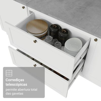 Balcão De Cozinha 80 Cm 2 Gavetas Branco Vik Madesa Branco
