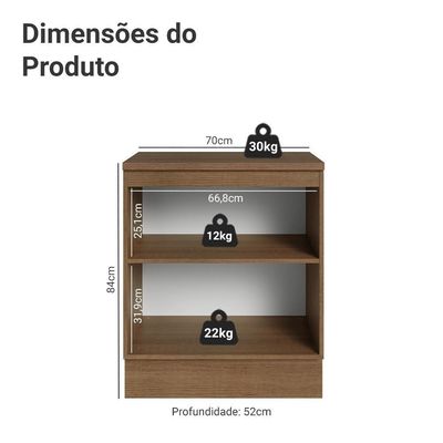 Balcão De Cozinha 70 Cm 2 Portas Rustic/branco Vik Madesa Rustic/branco