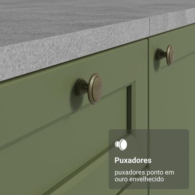 Balcão De Cozinha 120 Cm 2 Portas Branco/verde Vik Madesa Branco/verde