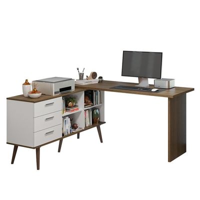 Mesa De Escritório Em L 3 Gavetas Lisboa Madesa Xa Branco/rustic