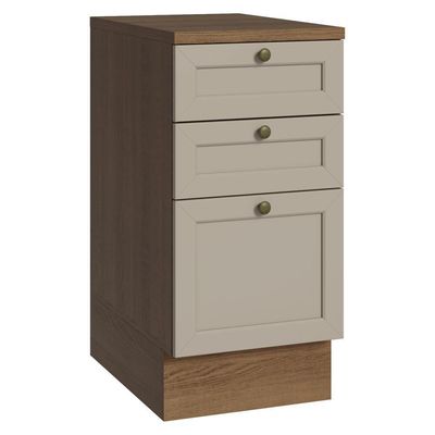 Balcão De Cozinha 40 Cm 3 Gavetas Rustic-crema Vik Madesa Rustic-crema