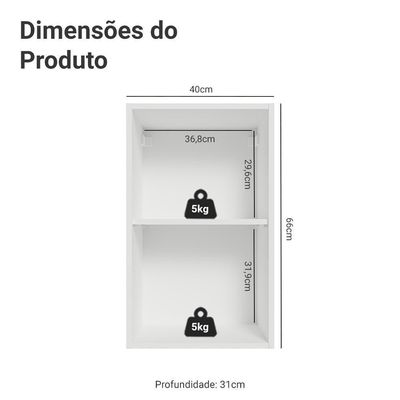 Armário Aéreo 40 Cm 1 Porta Branco-crema Vik Madesa Branco-crema