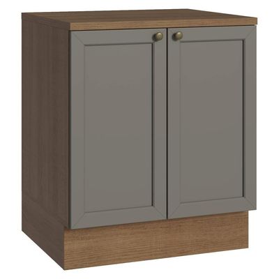 Balcão De Cozinha 70 Cm 2 Portas Rustic/cinza Vik Madesa Rustic/cinza