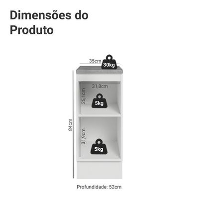 Balcão De Cozinha 35 Cm 1 Porta Branco-crema Vik Madesa Branco-crema