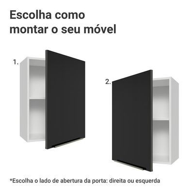 Armário Aéreo 50cm 1 Porta Branco/preto Lux Madesa Branco/preto