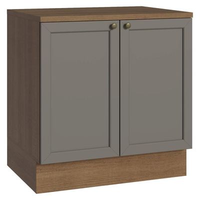 Balcão De Cozinha 80 Cm 2 Portas Rustic/cinza Vik Madesa Rustic/cinza