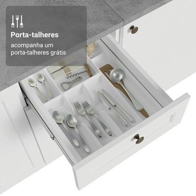 Balcão De Cozinha 40 Cm 3 Gavetas Branco Vik Madesa Branco
