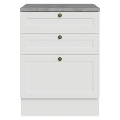 Balcão De Cozinha 60 Cm 3 Gavetas Branco Vik Madesa Branco
