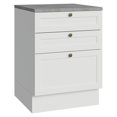 Balcão De Cozinha 60 Cm 3 Gavetas Branco Vik Madesa Branco