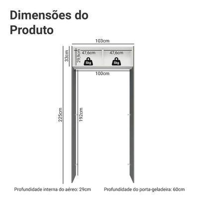 Porta-geladeira 103 Cm 1 Porta Basculante Cinza/branco/cinza Lux Madesa Cinza/branco/cinza
