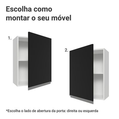 Armário Aéreo 50cm 1 Porta Branco/preto Glamy Madesa Branco/preto