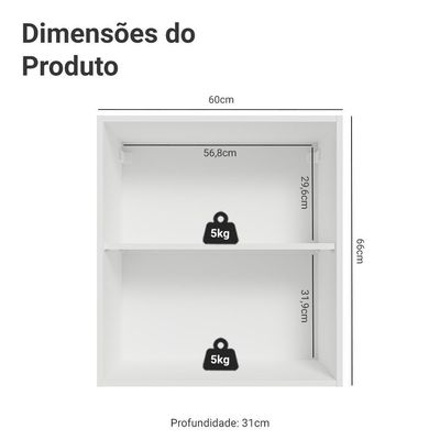 Armário Aéreo 60 Cm 1 Porta Vik Madesa Branco/verde