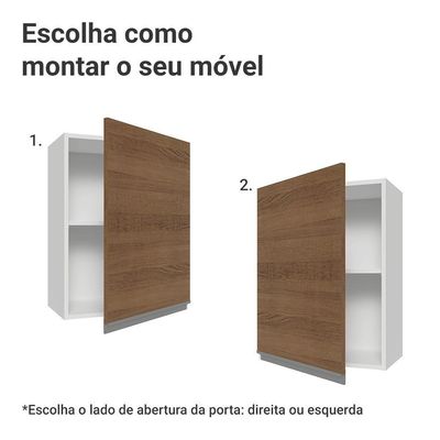 Armário Aéreo 50cm 1 Porta Branco/rustic Glamy Madesa Branco/rustic