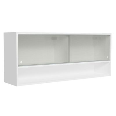 Armário Aéreo 120cm 2 Portas Correr Vidro Pontilhado 1 Nicho Branco Para Cozinhas Glamy Lux E Reims Madesa Branco